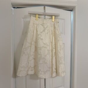 NWT! H&M Ivory A-Line Midi Skirt, Lace Laser Cut, Lined, Floral Pattern, Size 4